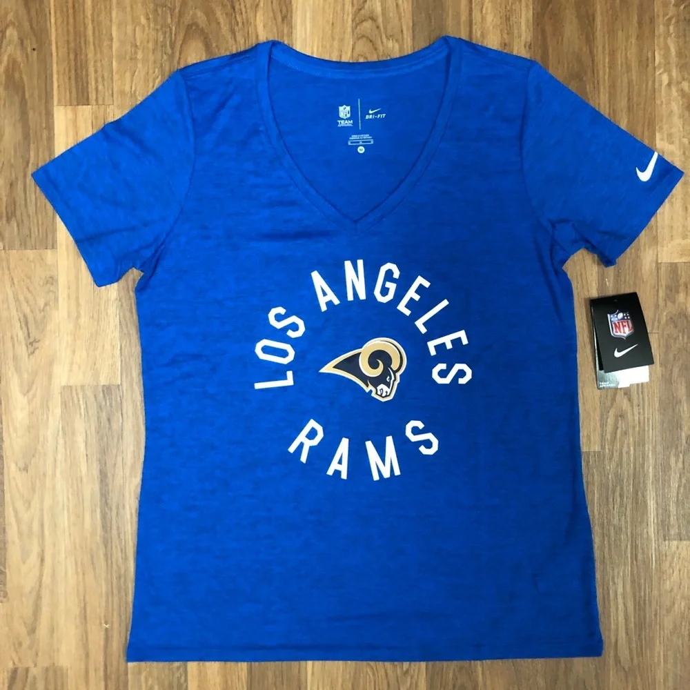NWT Los Angeles Rams NFL Football Dri-Fit V-Neck Blue T-Shirt Medium